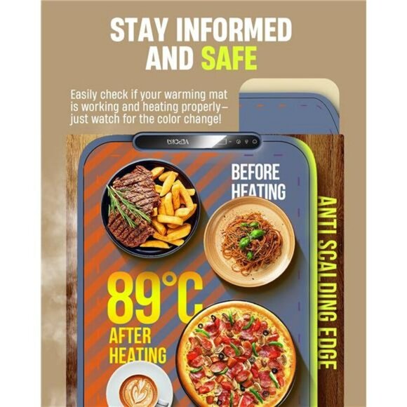 Silicone Food Warming Mat Buffet Heating Tray Adjustable Temp for Parties Home - Picture 7 of 8